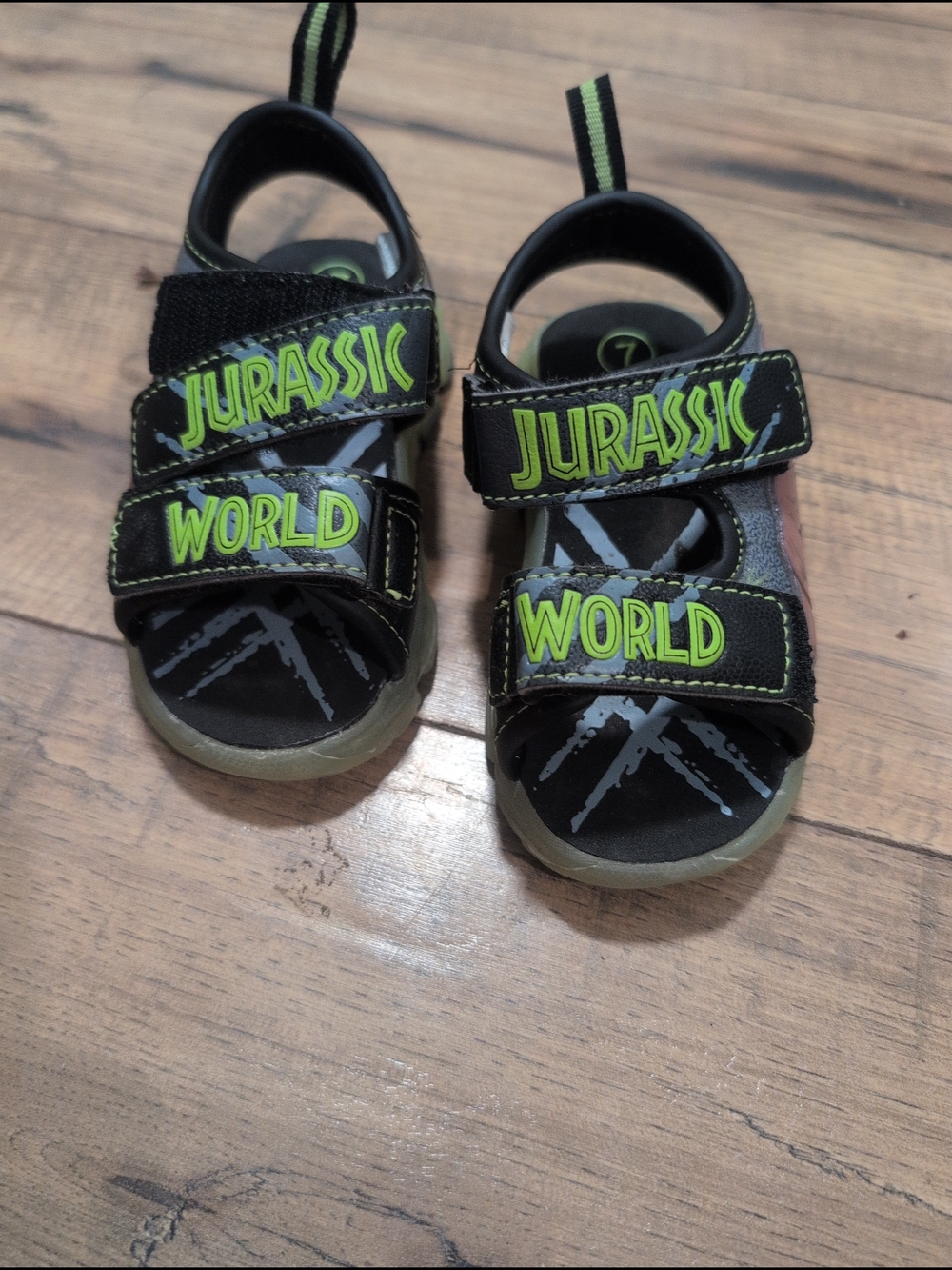 Jurassic World Kids' Black Sandals with Neon Green Logo